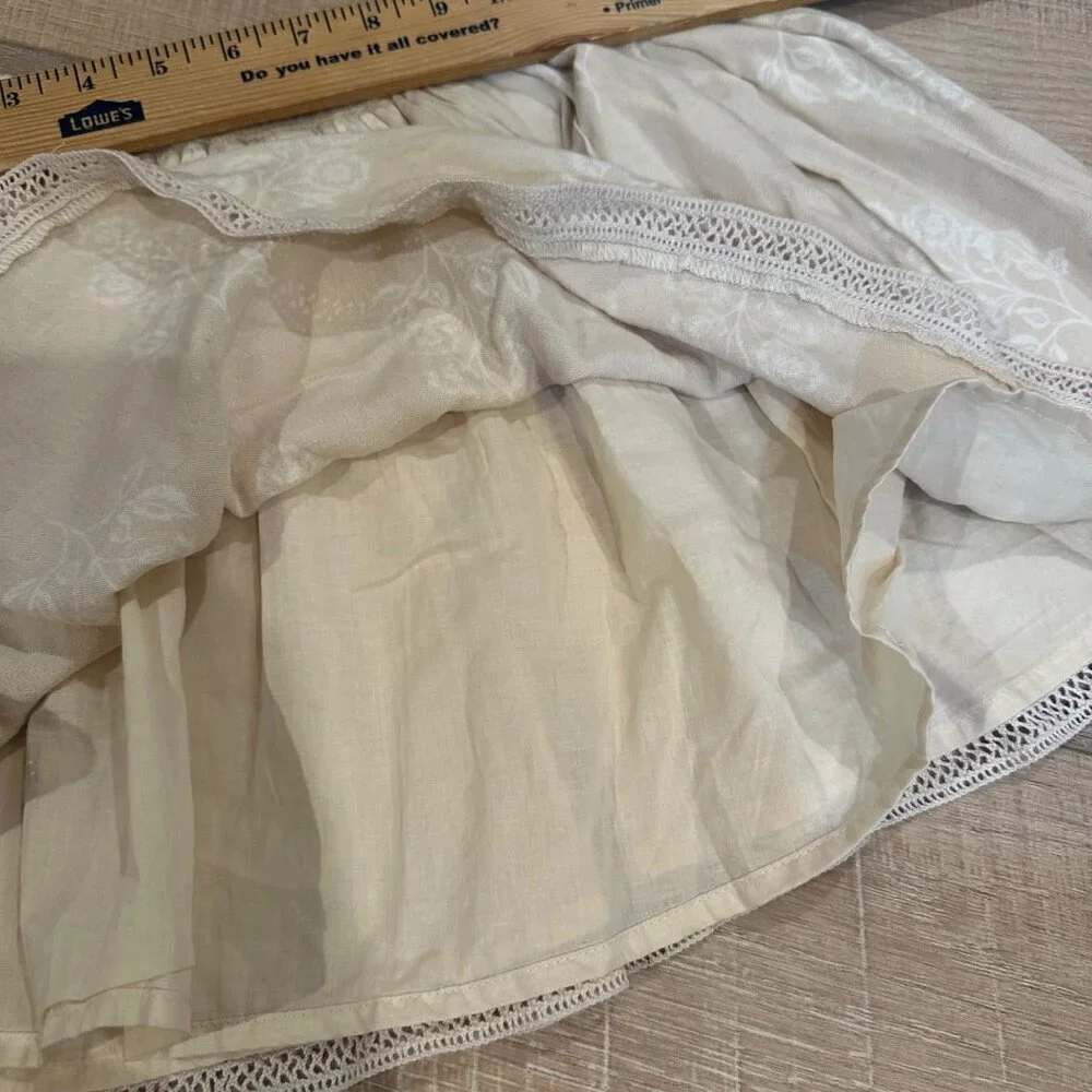 HAPPILY GREY KIDS LARGE 10/12 LINEN SKIRT SET BEIGE